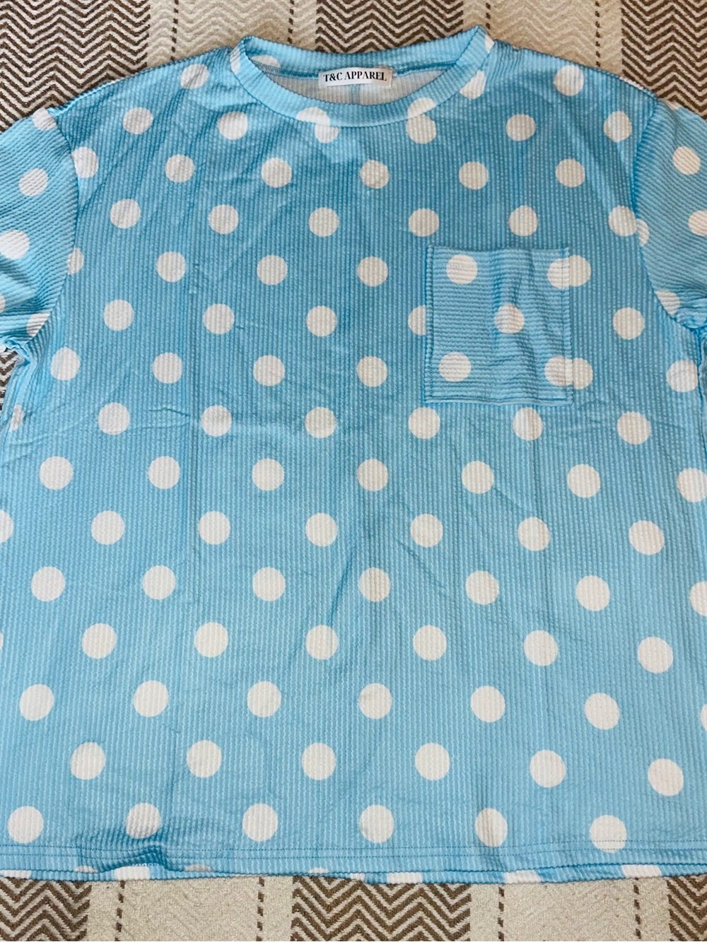 Women's Light Blue Polka Dot Short Sleeve Tee